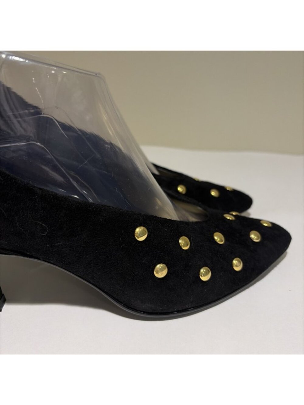 Rush Hour Express Suede Pumps Gold Studs Women's Size 9.5B Black Evening Party - Picture 2 of 11